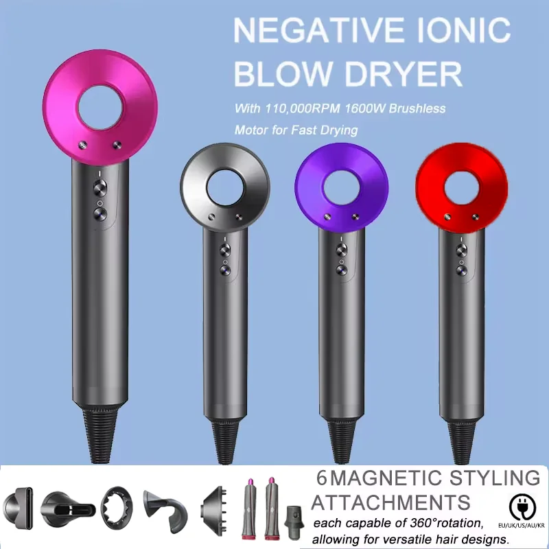 Supersonic Hair Dryer Bladeless Constant Temperature Negative Ion Attachment 5 Powerful Home Travel Portable Electric Hair Dryer