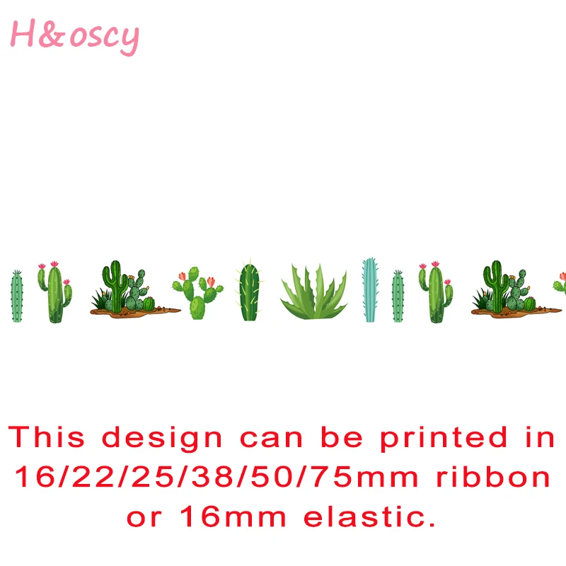 

50 ярдов корсажная лента с принтом кактуса, складная эластичная лента для завязывания волос, бантов для волос, ремесленные аксессуары