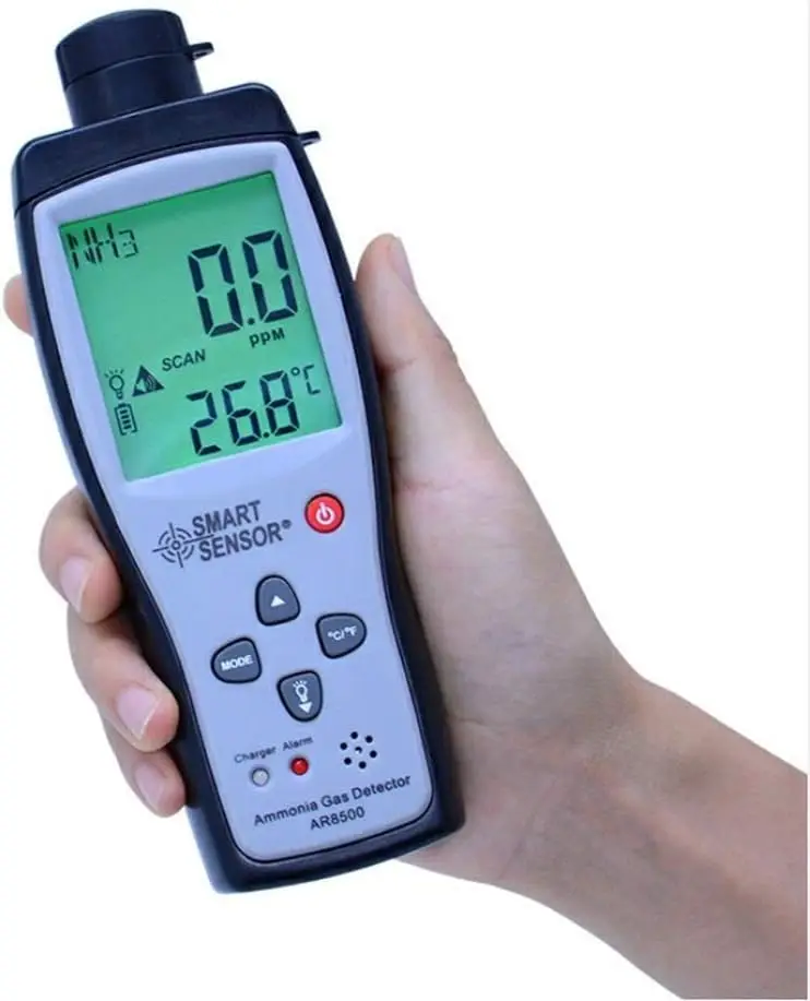 Ammonia Gas Detector 0~100ppm LCD Backlight Rechargeable Li-Battery Powered Sensitive Alarm Digital NH3 Gas Concentration Monito