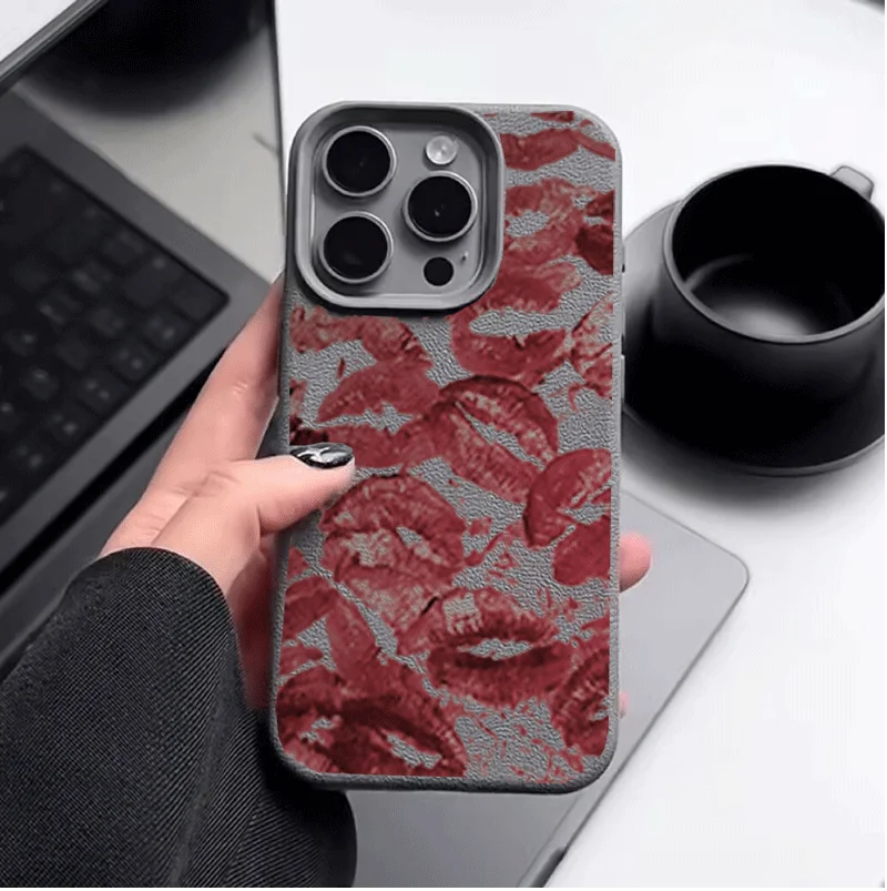 Red Lips Kiss Print Phone Case