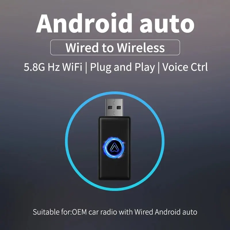 Android Auto Wireless Adapter Mini Body Smart Ai Box Car Oem Wired Android Auto To Wireless Usb Dongle Bluetooth Wifi Spotify