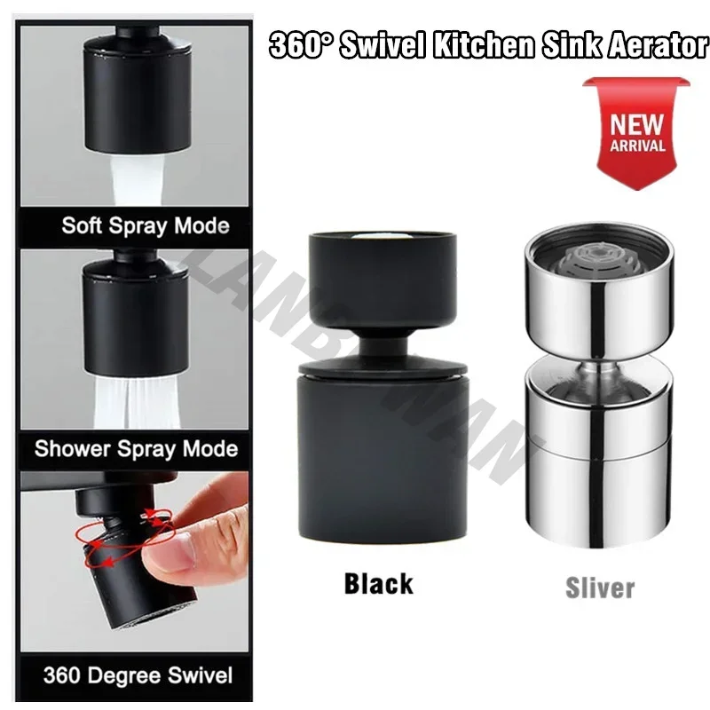 

Home Tap Faucet Aerator Sprayer Sink Aerator 360-Degree Swivel Tap Nozzle Splash-Proof Bubbler Kitchen Saving Water Nozzle