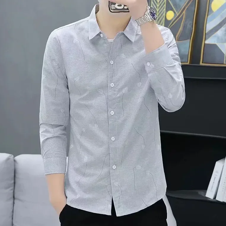 thumbnail image 1 of Camisa de hombre Camisas gráficas de rayas de manga larga para hombre I Ropa popular coreana regular Algodón fresco Moda Trendyol 2024 Hipster, 1 of 5