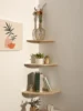 Wall Corner Shelves Wood Floating Wall Shelf Round End Wall Mounted Floating Corner Shelf for Bedroom Living Room and Kitchen 2