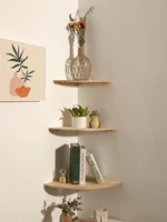 Wall Corner Shelves Wood Floating Wall Shelf Round End Wall Mounted Floating Corner Shelf for Bedroom Living Room and Kitchen 2