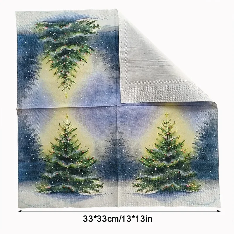 20pcs/Pac 2-Ply Snowy Christmas Tree Printed Napkins Christmas Collection Party Disposable Paper Placemats paper napkins disposable paper placemats