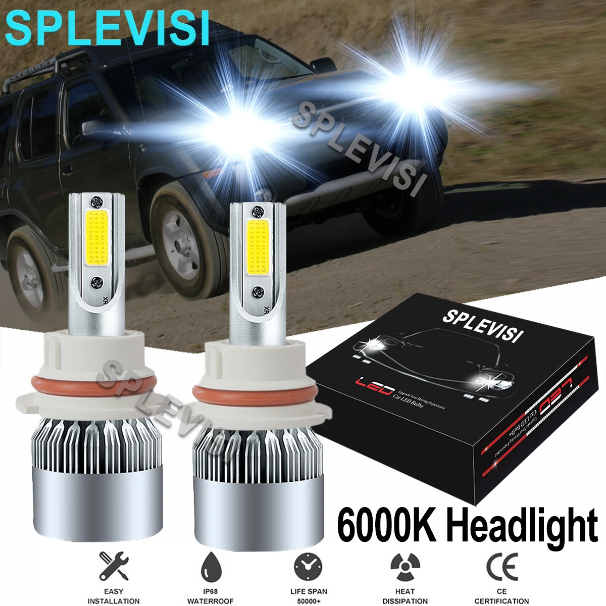 9007 HB5 LED Headlights Hi Low Beam Replacement Bulbs For Nissan Xterra
