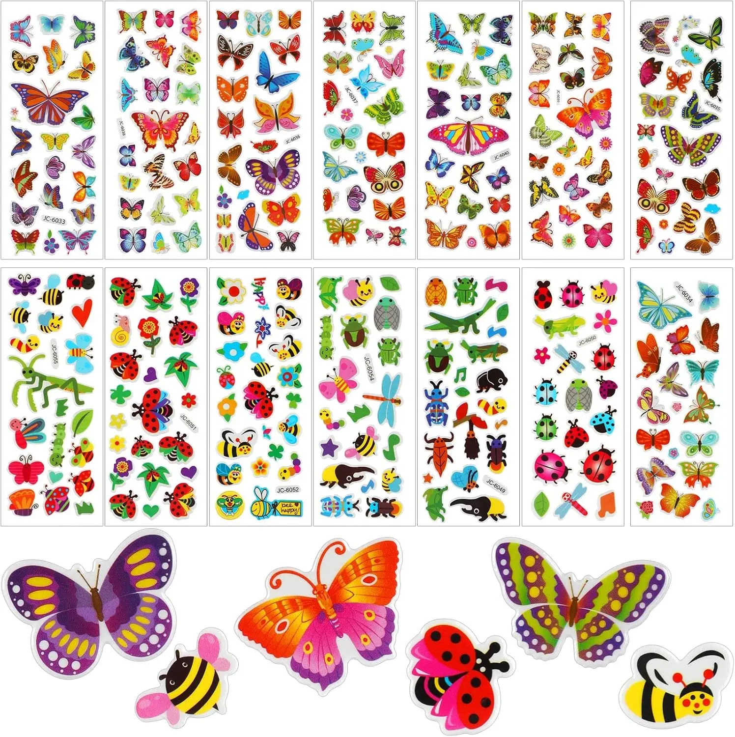 3D Colorful Animal Stickers for Kids - Butterfly & Insect Collection for Water Bottles and Scrapbooking