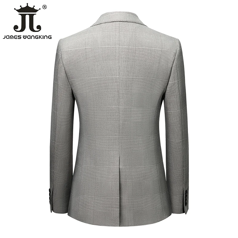 ( Blazer + Vest + Pants ) High -end Brand Classic Plaid Men's Official Business Suit 3 Piece Wedding Dress Party Stage Host Suit