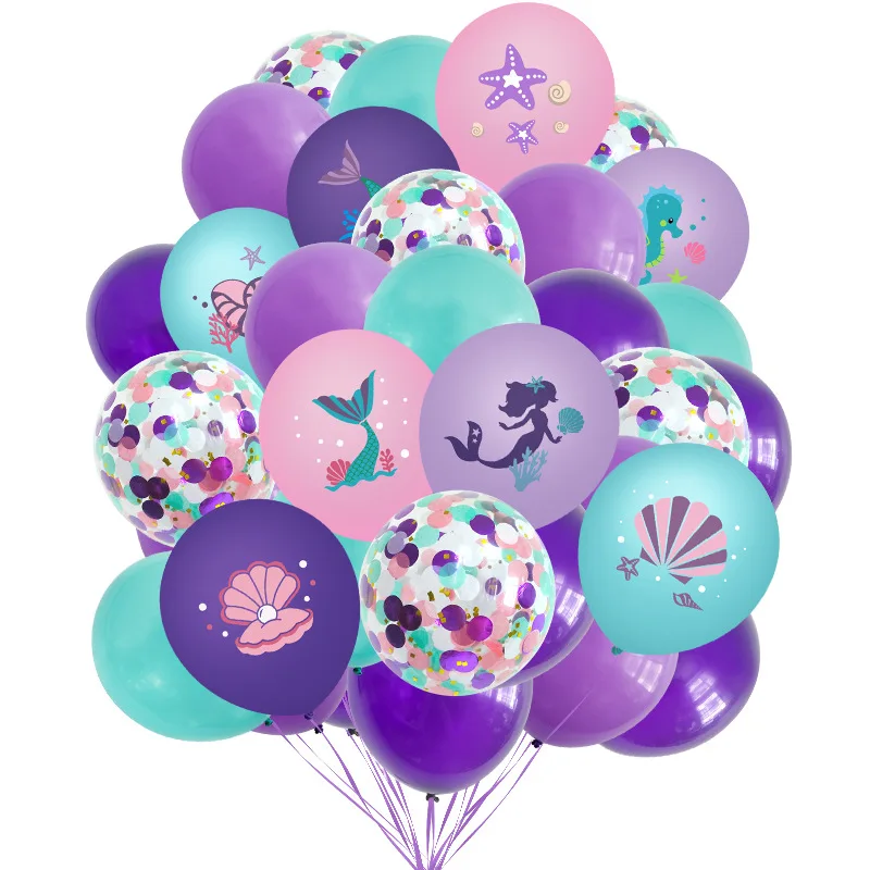 

9/38pcs 12inch Mermaid Party Balloons Mermaid Theme Latex Confetti Balloon Ocean Under The Sea Baby Shower Birthday Party Deocr