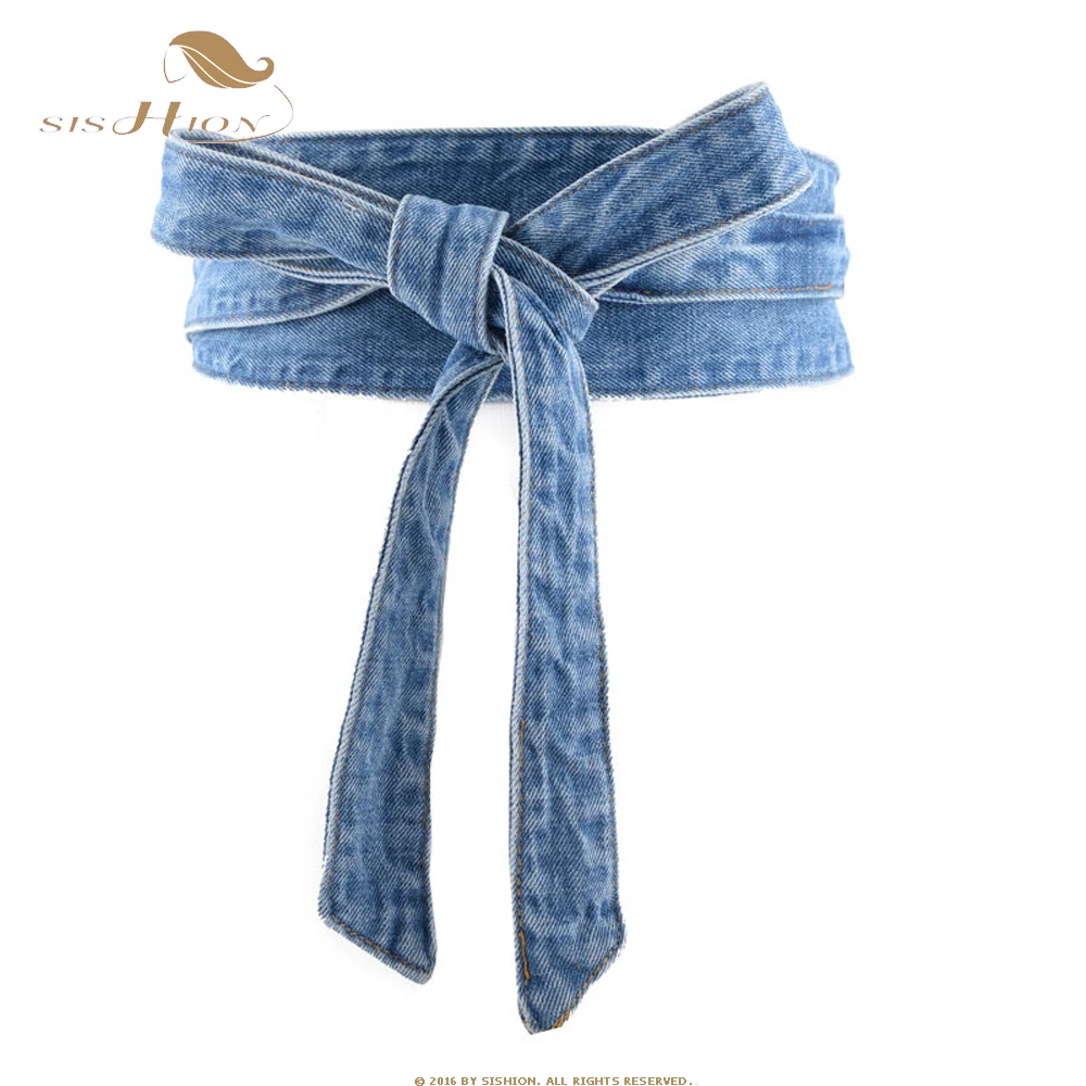 

SISHION Fashion Lace Up Wide Waist Belt for Women Accessories Girls Blue Waistband Denim Blue Belts VD4066