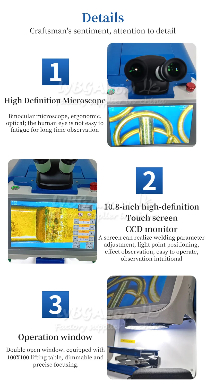 Touch Screen Laser Welding Machine For Jewelry 200W 100W Ring Pendant Micro Laser Soldering Welder With CCD Microscope 220V 110V 5
