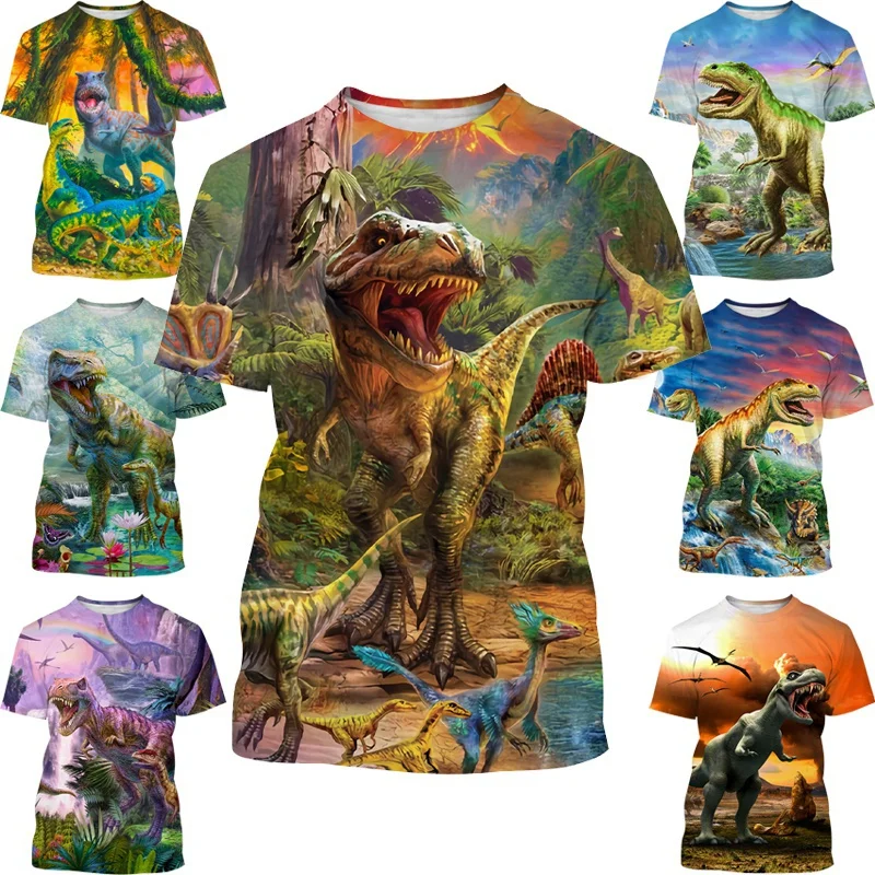 

Summer Classic Jurassic Park Dinosaur 3D Printing T Shirt Casual Crew Neck Personality Hip Hop T-Shirt