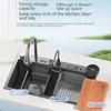 Stainless Steel Kitchen Sink With Waterfall Large Single Slot Dishwashing Multifunctional Sinks Home Improvement Left Drainage 5