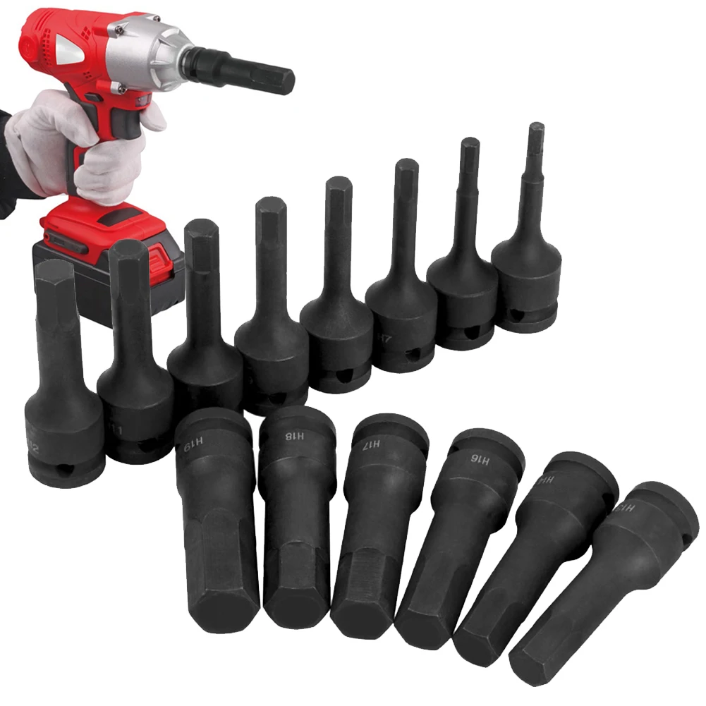 Metrischer 1/2-Zoll-Antrieb, Impacts-Steckschlüsselsatz, Sechskant-Bits, langer Lufttreiber H4/H5/H6/H7/H8/H9/H10/H11/H12/H13/H14/H15/H17/H18/H19 – Detail 3