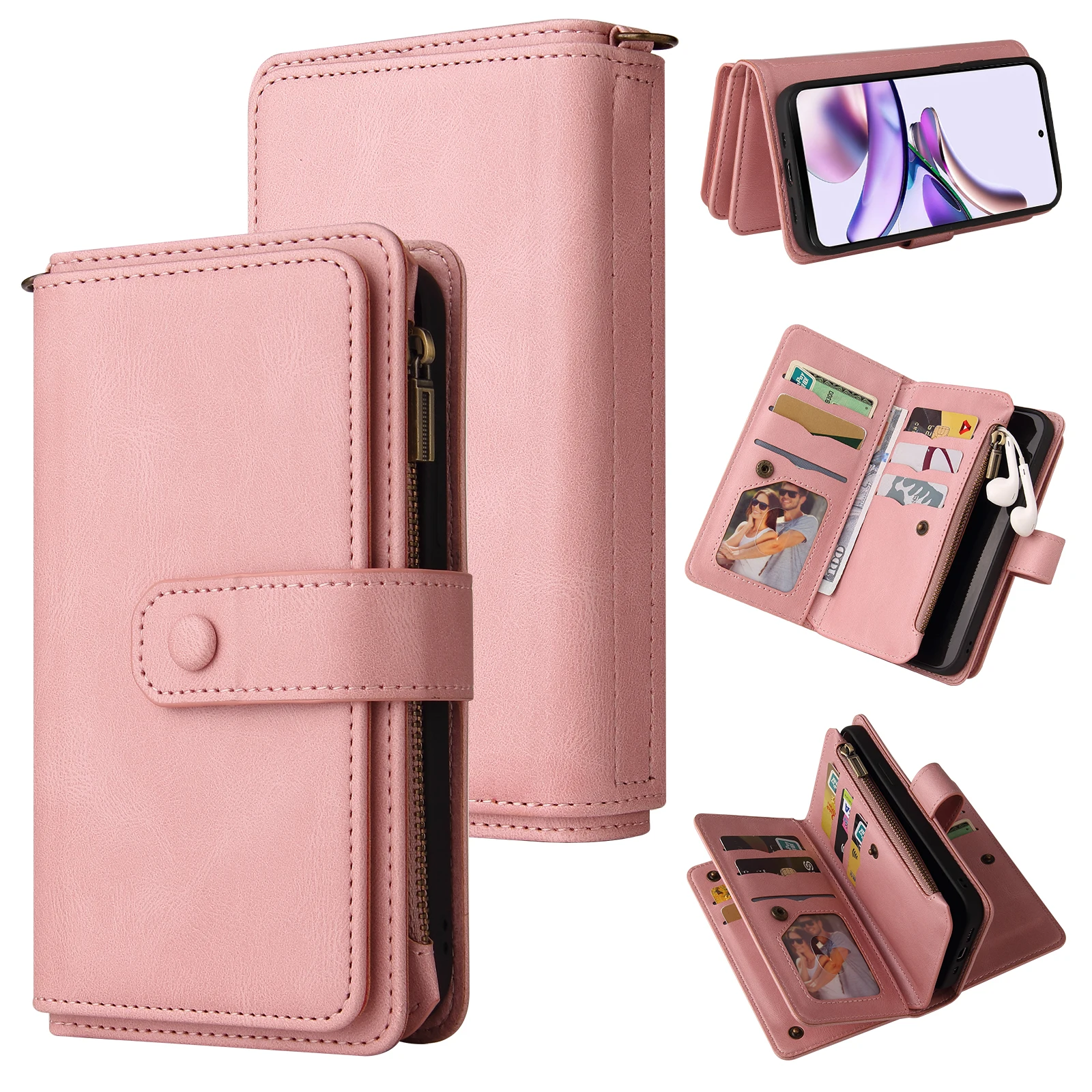 Custodia A Portafoglio In Pelle Pu Con Cerniera Antiurto Per Lg Stylo7 4G 5G G9 G900 Velvet Stylo 6 Slot Per Schede Telefoniche Flip Cover