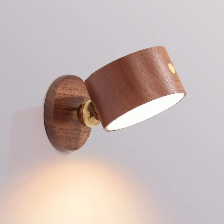 360° Rotatable Beech Wood Multipurpose Magnetic Lamp Touch Control Night  Lights