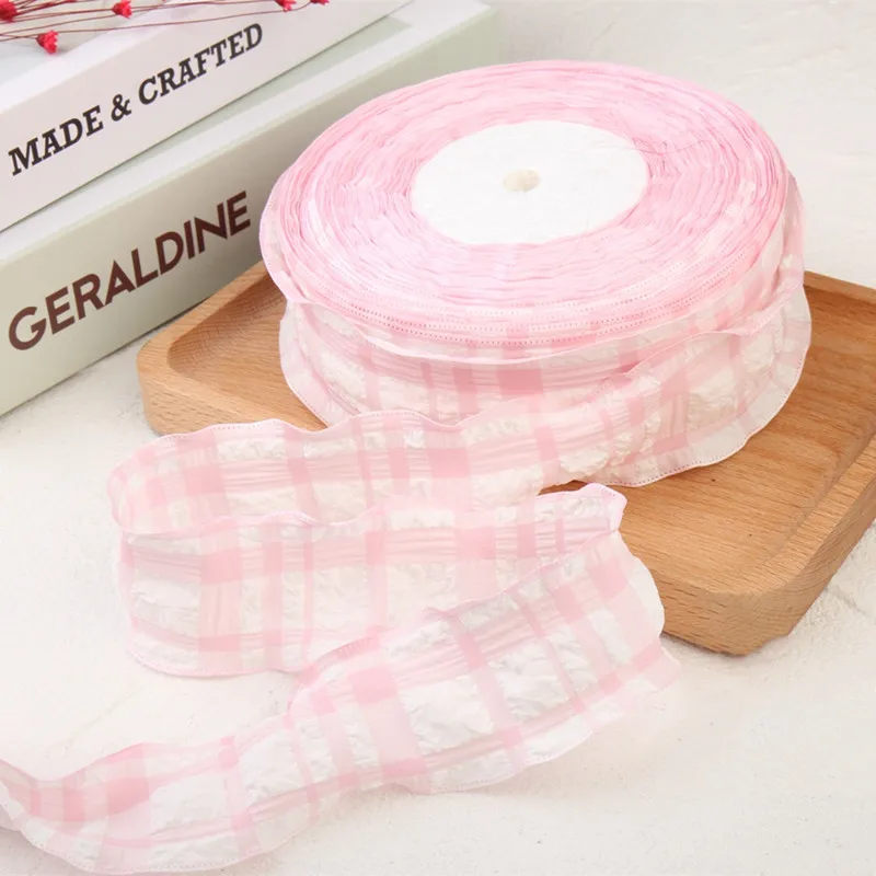 Plaid Wavy Edge Lace Cotton Ribbon