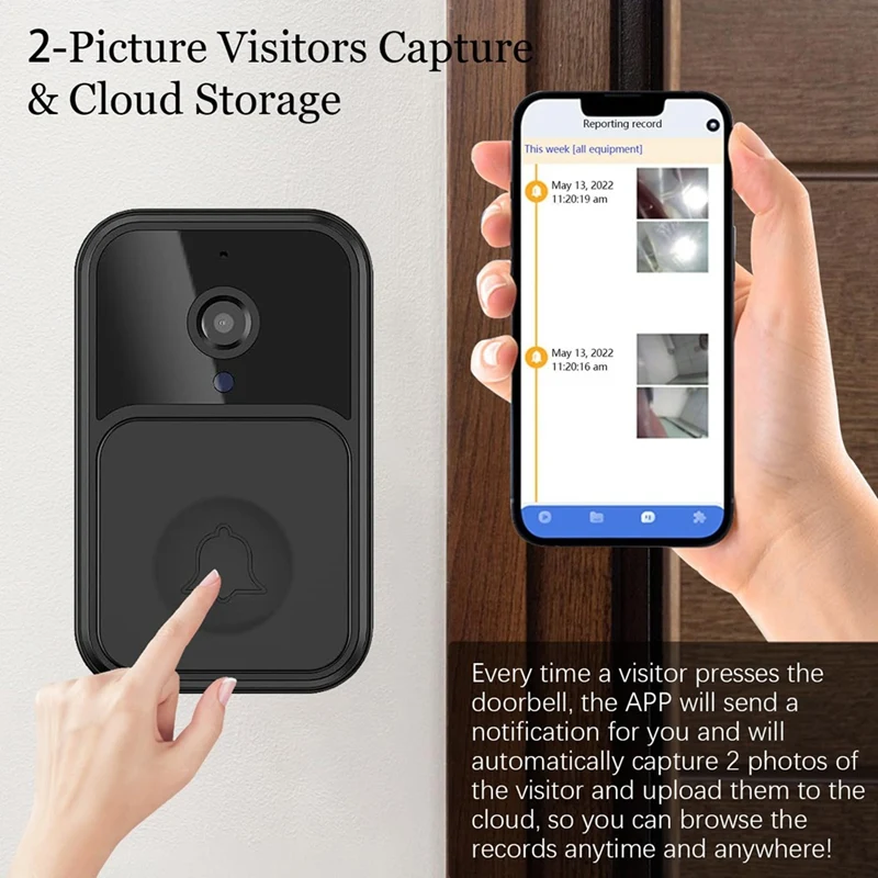 The Newsmart Wireless Remote Video Doorbell, Camera Wireless Intercom Doorbell, HD Night Vision Wifi Tuya Security Doorbell