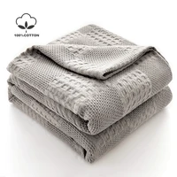 Battilo Cotton Throw Blanket Soft Breathable Waffle Blanket for Twin Queen King Bed Decorative Plaid Sofa Blankets Spring Throws 1