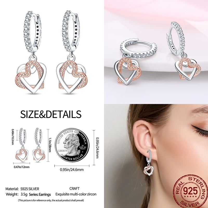 Stud Earrings Hoop Earrings Flower Earrings Butterfly Earrings 925 Sterling Silver Ear studs Jewelry Women New Year Gift