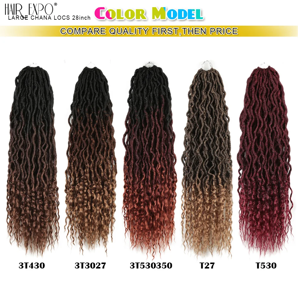 28Inch Synthetic Goddess Faux Locs Crochet Hair Curly End Large Ghana Locs  Braiding Hair Extensions Ombre Afro Dreadlock Braids