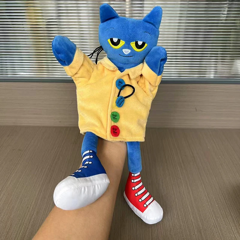 New 30cm Pete The Cat Hand Puppet Plush Children Soft Doll Talk