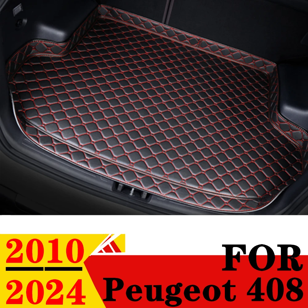 

Коврик для багажника автомобиля для Peugeot 408 2024 2023 2022 2021 2020-2019, высокая боковая Задняя подкладка для груза, поднос для багажника, коврик для багажа, защитный ковер