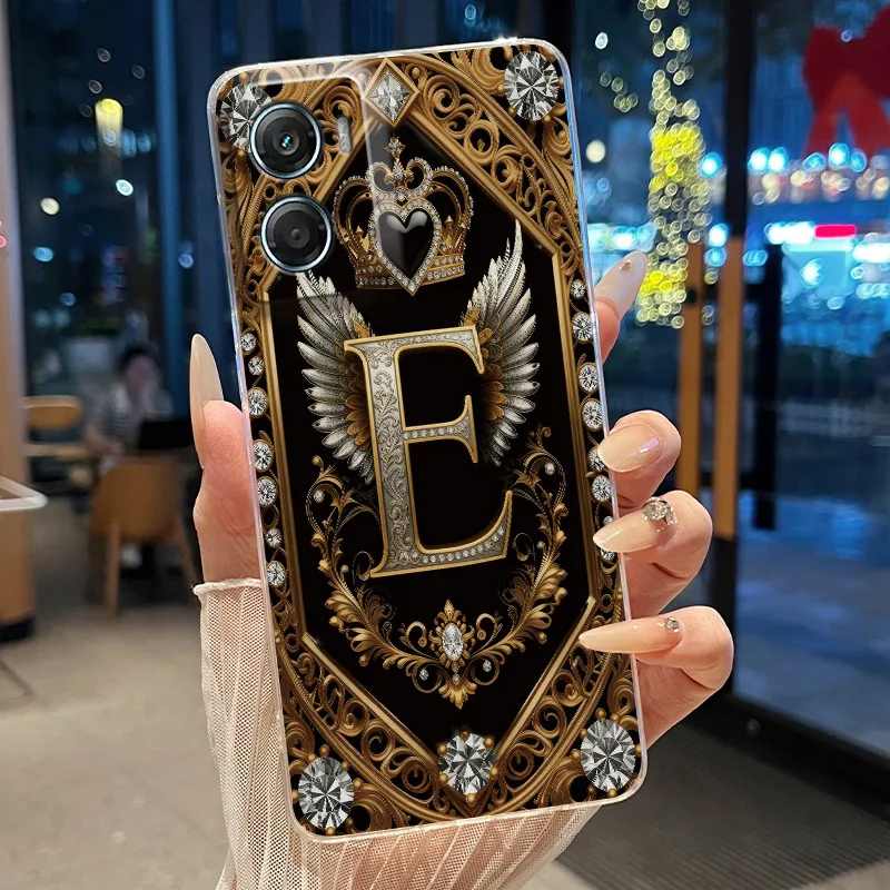 Retro Initial Letter Couple Phone Case - Transparent Soft Silicone Cover, New Fashion Design