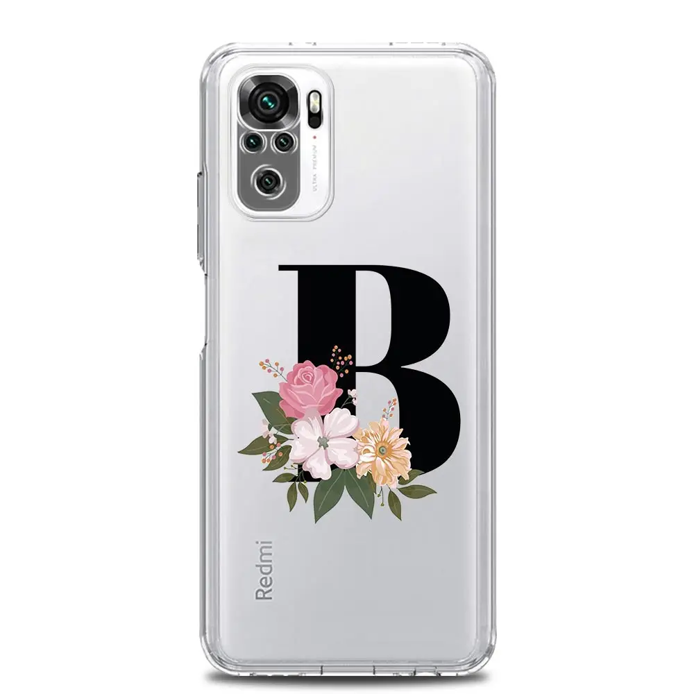 Clear Flower Letter Design Phone Case Cover
