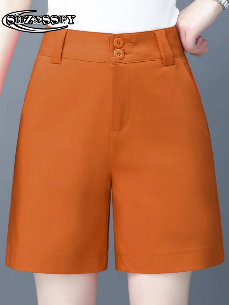 Casual Womens Shorts Button Fly Solid High Waist Women's Shorts for Summer Korean Cotton Green Oversize Fashion Women's Shorts