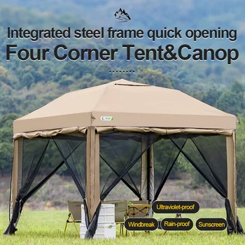 Outdoor 10x10 feet Pop up Canopy Gazebo Tent Straight Leg with 4 Double Layer Sidewall Perfect Instan Event Shelter Air Vent Top 1