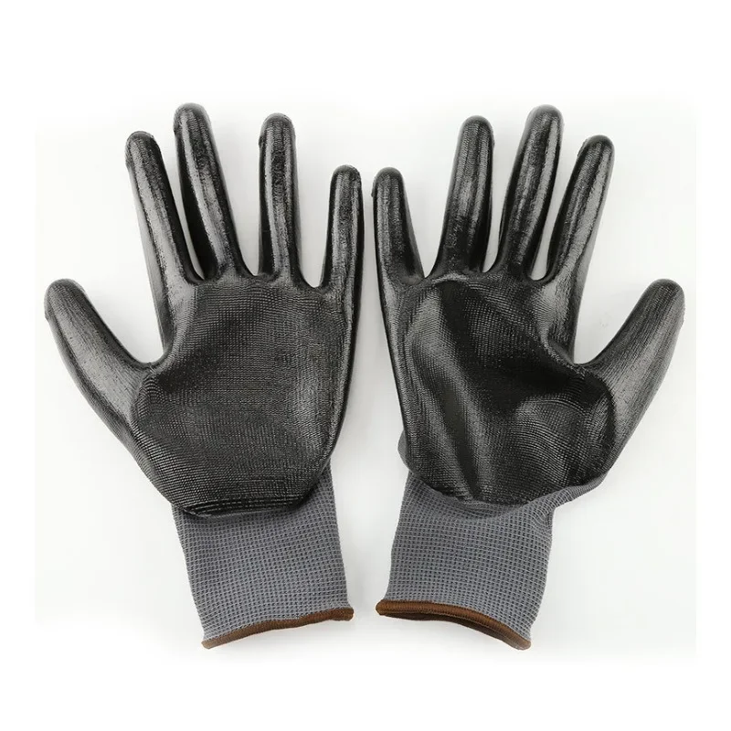 Industrial Protective Work Safety Gloves 1Pairs Black Pu Nylon Cotton Glove with Brand All Sizes work gloves