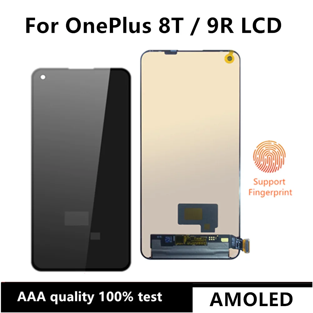 

6.55" AMOLED For OnePlus 8T KB2001 KB2000 LCD Display Touch Screen Digitizer Replacement For One plus 9R LE2101 LE2100 LCD