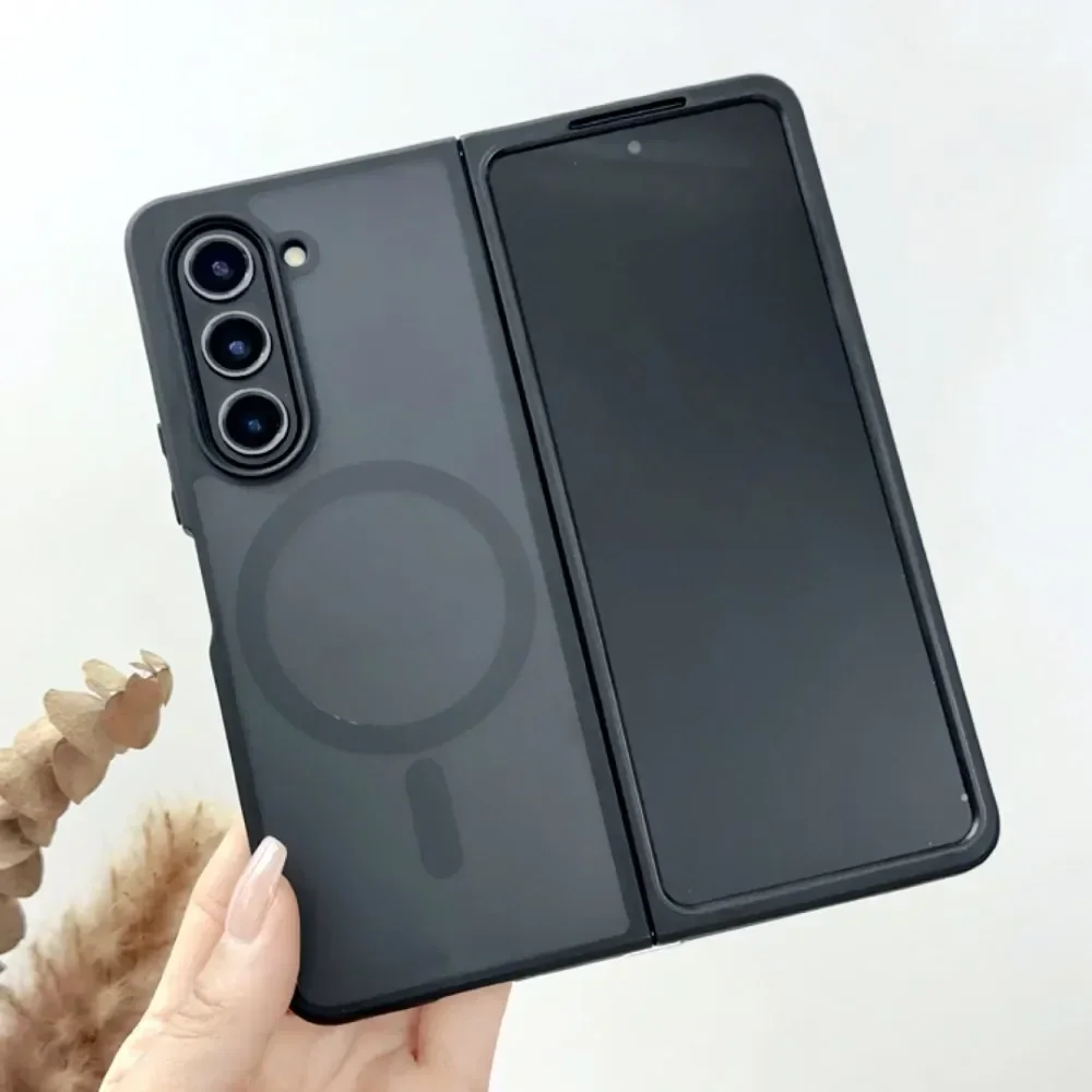 Translucent Magnetic Shockproof Folding Case with Wireless Charging Compatibility