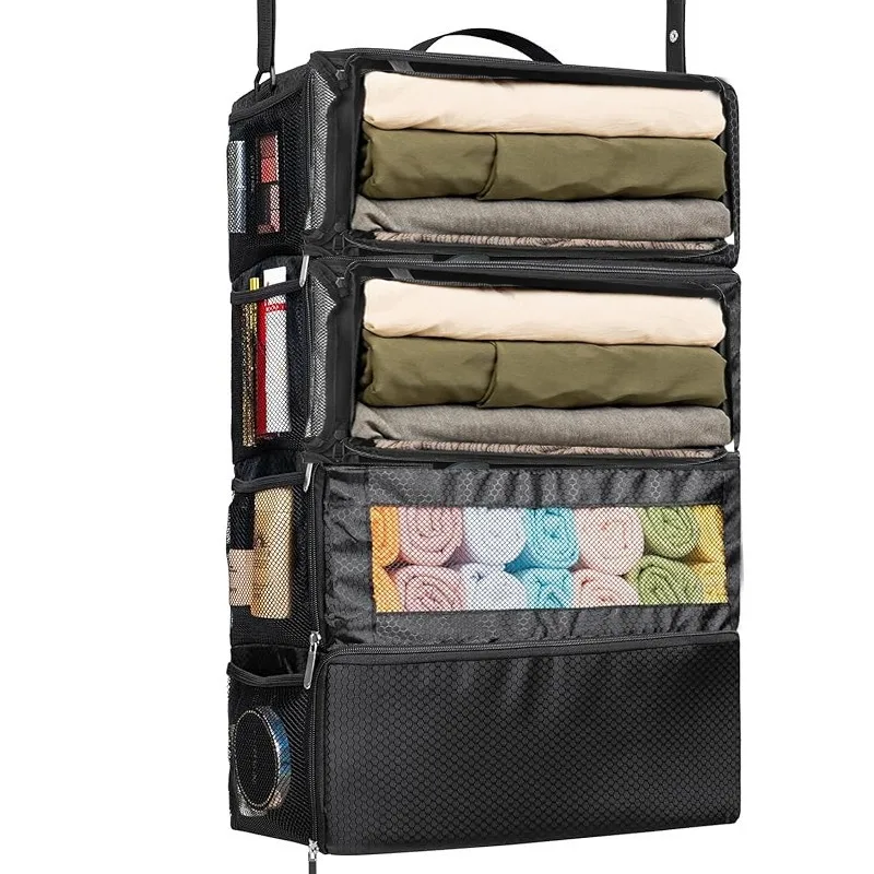 1pcs Travel Clothes Storage Bag, Multi-Layer Wardrobe Organizer with Hanging Hook Large Capacity Foldable Luggage Organizer 6