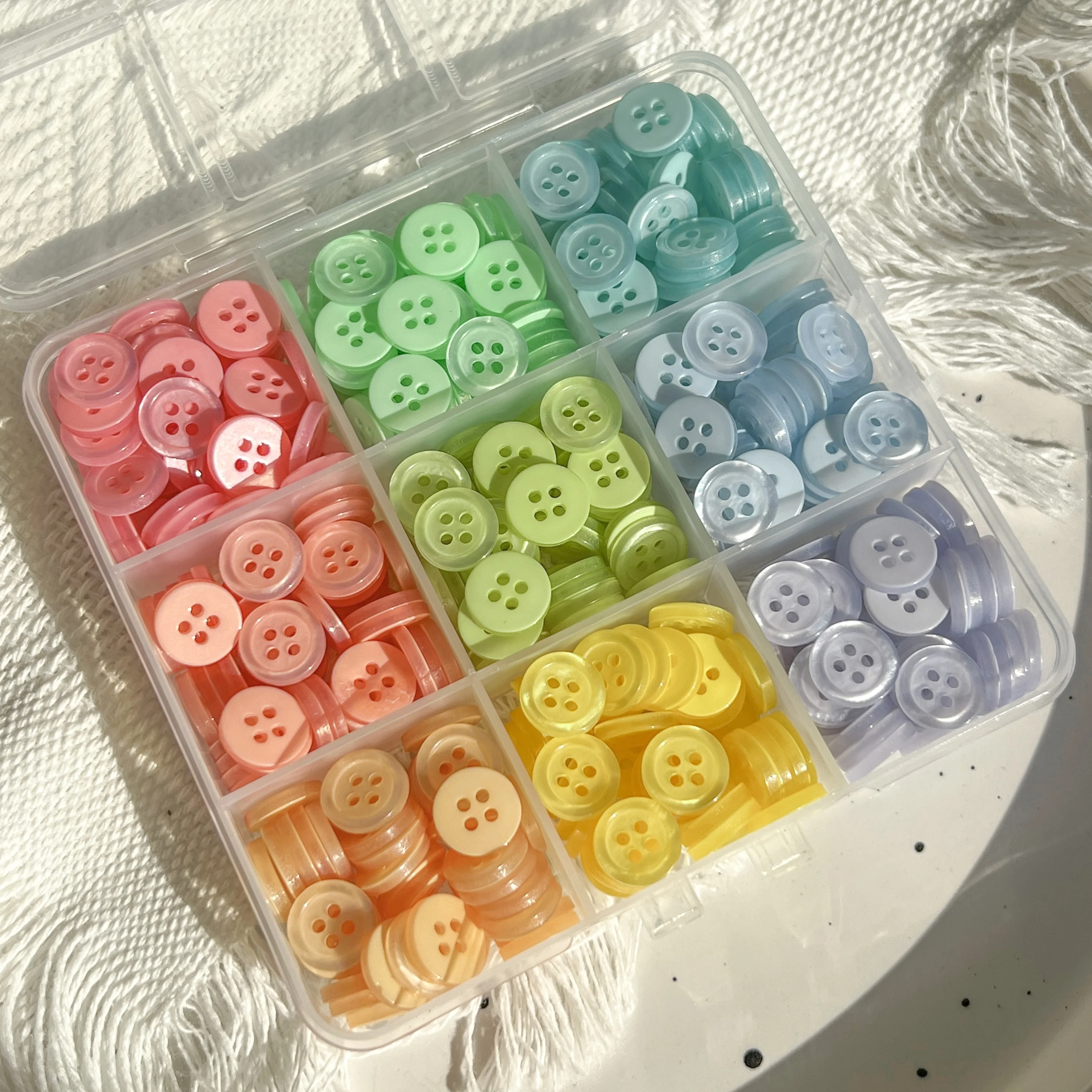 Colorful 10MM Resin Buttons Rotundity Household Handmade DIY Buttons Sewing Supplies Clothing Accessories Material Box 450PCS