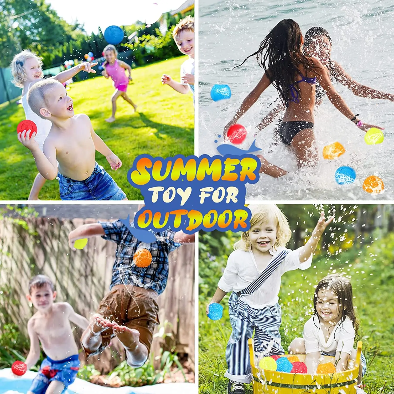 12 Pack Reusable Water Balloons Self Sealing Quick Fill Water bomb Splash Ball Toys Party Supplies for Summer Outdoor Pool Party