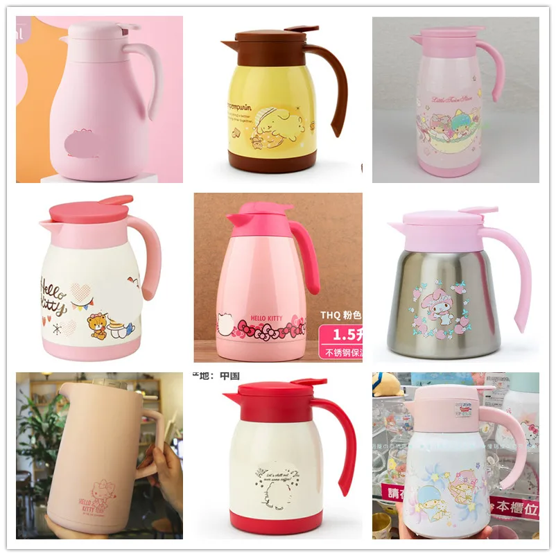 1500ML Kitty Ceramics Teapot Set Thermos cup Portable Tea Pot Cup Set Kettle Teaset Cup Water Kettle Gift Hot Home Decoration