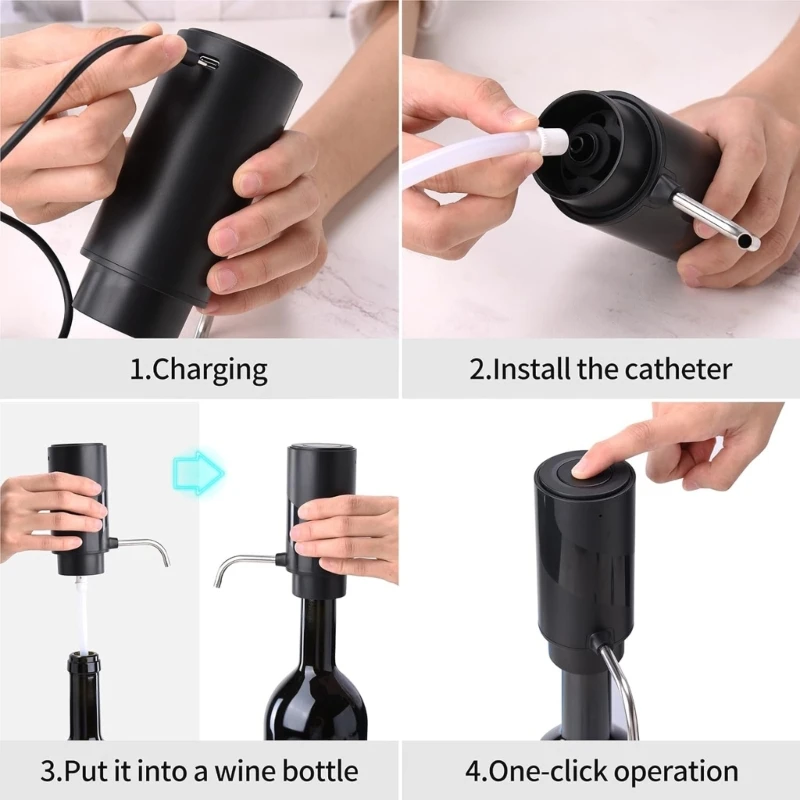 Intelligent Wine Dispenser Rapid and Efficient Wine Decanter USB Rechargeable Automatic Wine Dispenser ABS Material A6HB 6