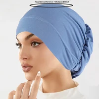 Mode musulmane femmes Hijabs doux extensible couleur unie Turban chapeau Cancer chimio bonnets casquettes chapeaux bandeau cheveux accessoires 6