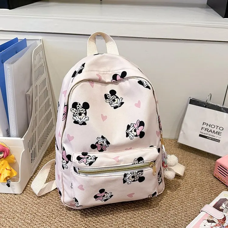 Disney Cute Mickey and Minnie Children's Backpack Girls Cartoon Print Large Capacity Book Storage Kindergarten Baby School Bag 4