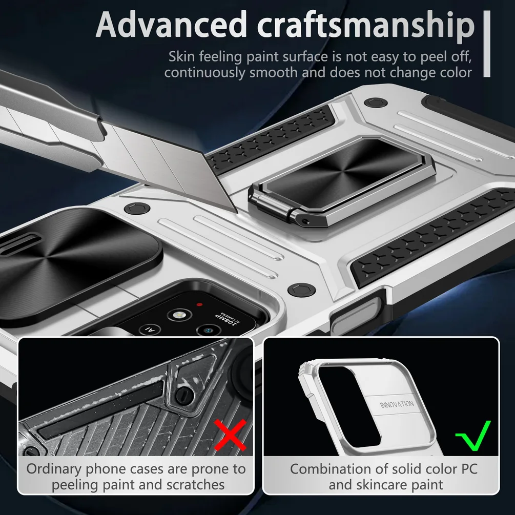 Removable Push-Pull Camera Protective Case For Xiaomi Redmi Note 12 11 11S POCO X5 Pro Metal Ring Buckle Holder Cover_voghion.com