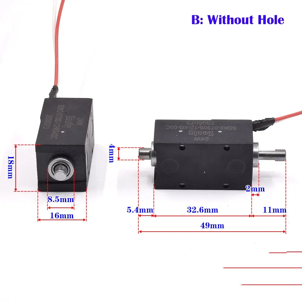 1PC 16mm*18mm SDK2-0730S DC 12V 24W Mini Through Push-Pull Type Bidirectional Self-holding Solenoid Electromagnet