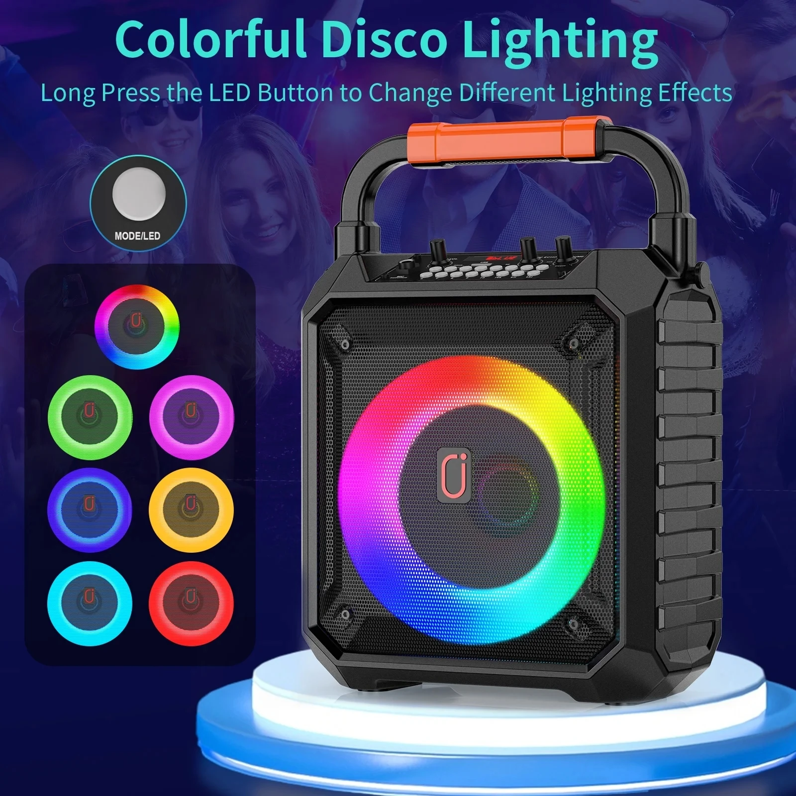 T17 Karaoke Machine Comes with 2 Wireless Karaoke Microphones, Portable Bluetooth Speaker Home Karaoke 0K System, with Rgb Colorful Lights 2