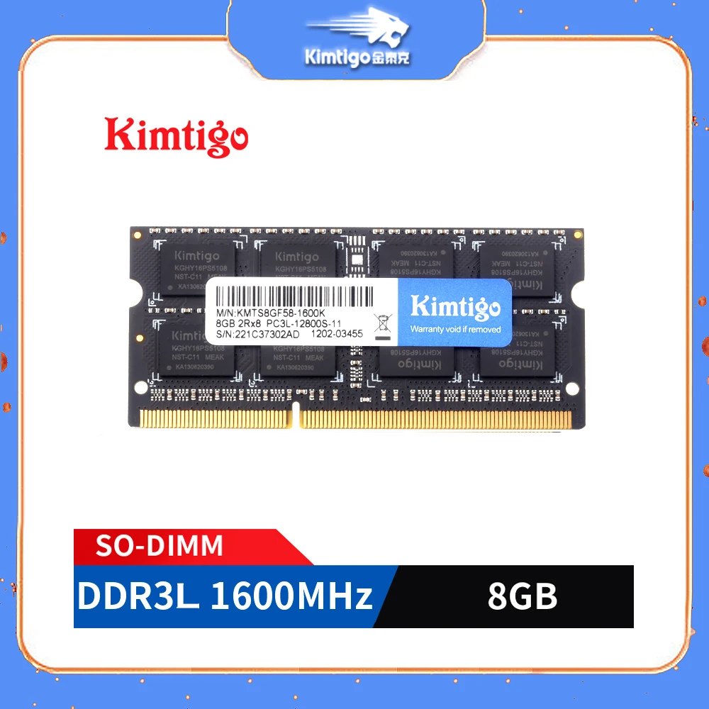 Kimtigo-Barrette de RAM DDR3 SODIMM 4 Go ou 8 Go pour PC portable, module  de mémoire vive, fréquence 1600MHz, norme PC3L 12800S, NON ECC, broches  204Pin, tension 1.35V - AliExpress