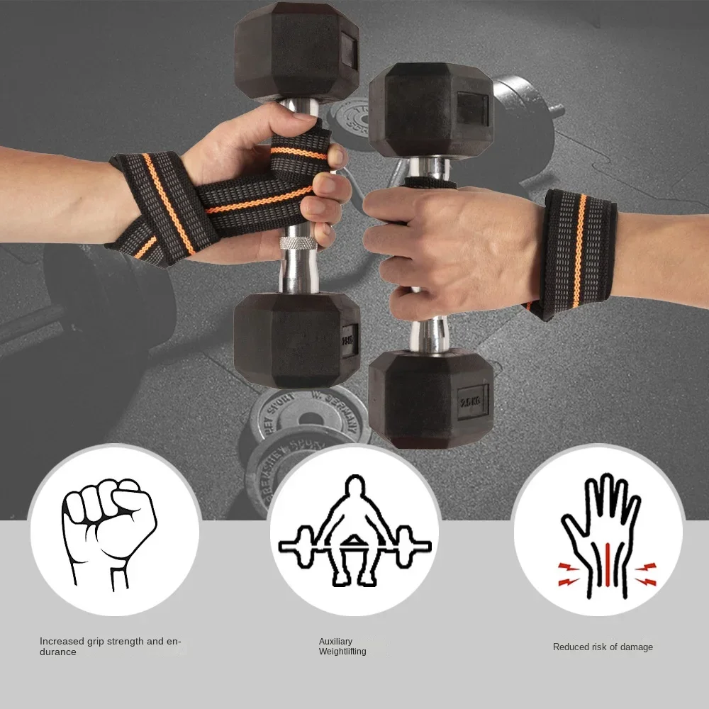 1Pairs Fitness Lifting Wrist Strap Brace for Weightlifting Crossfit Bodybuilding Support Dumbbell Weights Strength Workout 3