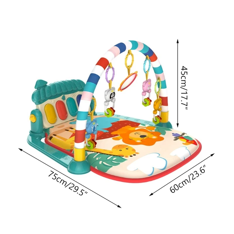 

3-in-1 Kick 'n Play-Piano Toy Activity Gym Mats Gym Playmats for Baby Tummy with Hanging Rattle Infant Musical Toy