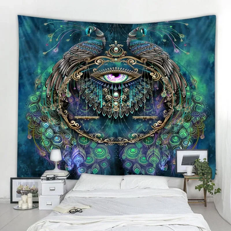 

Animal peacock art print tapestry psychedelic scene lion flamingo wall hanging bohemian home decoration yoga mat sofa blanket