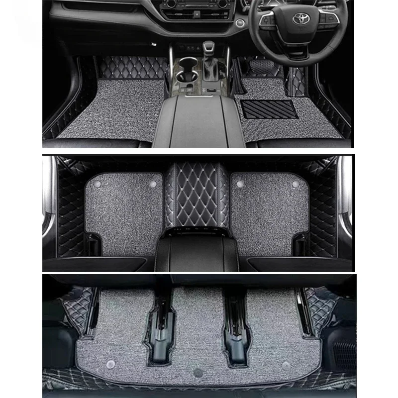 RHD Right hand drive Leather Car Floor Mats Carpet For Toyota Highlander XU70 KLUGER 2021 2022 2023 Foot Pads Accessories